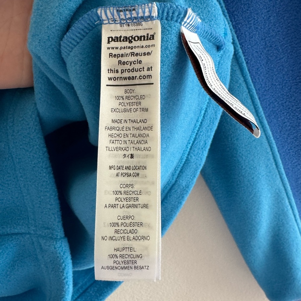 NWOT Patagonia Microdini 1/2 zip fleece pullover blue purple large - Picture 5 of 6